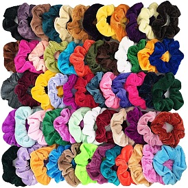 60 Colors Velvet Hair Ties and Scrunchies Set - Soft Plush Elastic Hair Bands for Women Girls
