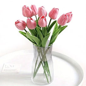 Plastic Artificial  Flower,  For DIY Wedding Bouquet, Party Home Decoration, Tulip