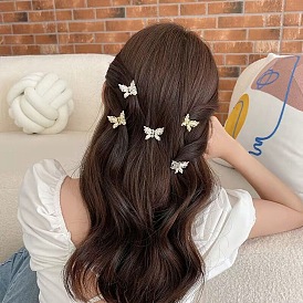 Sweet Pearl Butterfly Bow Hair Clip for Women, Mini Side Bangs Clamp, Half Updo Claw Barrette