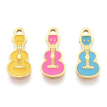 304 из нержавеющей стали шармы эмали, гитарный шарм, ионное покрытие (ip), реальный 14 k позолоченный