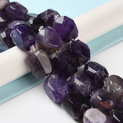 Natural Amethyst Beads Strands, Nuggets, Faceted, with Seed Beads