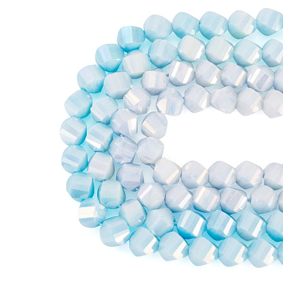 2 нити 2 цвета гальванизированные стеклянные бусины с защитой от потускнения, имитация драгоценных камней, твист, с покрытием AB цвета, граненые, два тона