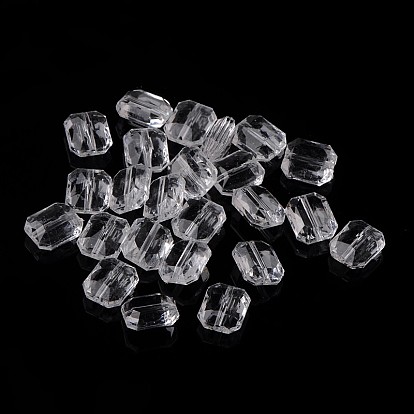 Transparent Acrylic Beads, Faceted, Rectangle, 10x12x6mm, Hole: 1mm