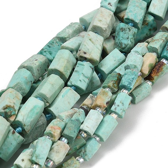 Бусы натуральная перуанская бирюза (яшма), колонка, граненые, с бисером