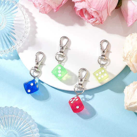 Подвесные украшения из игральных костей из смолы, с поворотными застежками сплава