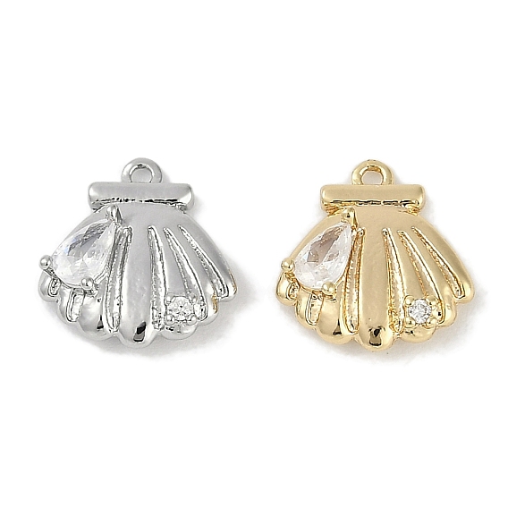 Латунные микро проложить кубического циркония прелести, без кадмия, без никеля и без свинца, формы раковины