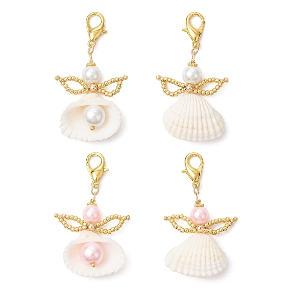 Подвеска в виде ракушки-ангела, со стеклянными шариками и сплавов застежками когтя омара