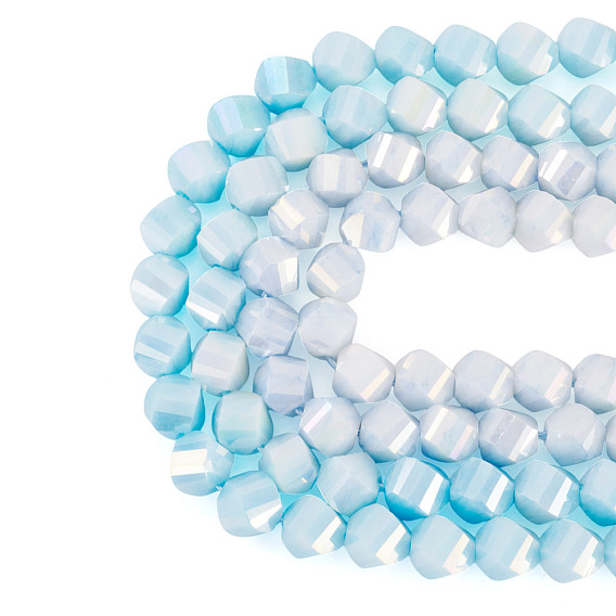 2 нити 2 цвета гальванизированные стеклянные бусины с защитой от потускнения, имитация драгоценных камней, твист, с покрытием AB цвета, граненые, два тона