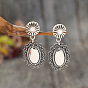 Pendientes colgantes de aleación estilo bohemio, flor ovalada