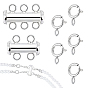 2 Sets 2 Styles Sterling Silver Slide Lock Clasps, Peyote Clasps, with 5Pcs Spring Ring Clasps