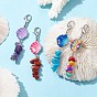 4Pcs Shell Shape Alloy Enamel Pendant Decorations, Natural & Synthetic Mixed Stone Chips and Alloy Lobster Claw Clasps Charm