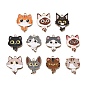 Alloy Enamel Pendants, Cat Shape Charms, Light Gold