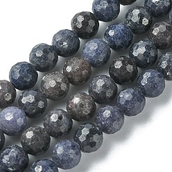 Brins de perles de saphir naturel, facette, ronde