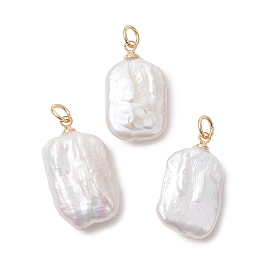 Подвески из натурального барочного жемчуга кеши, прямоугольные подвески с латунной фурнитурой, белые