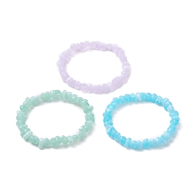 3Pcs 3 Color Acrylic Chips Beaded Stretch Bracelets Set for Kids