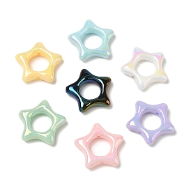 UV Plating Rainbow Iridescent Acrylic Bead Frames, Star