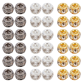 60 шт. 3 цвета латунных дистанционных бусин, с кристально горный хрусталь, рондель