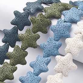 Natural Lava Rock Beads Strands, Starfish/Sea Stars, Dyed, 40~42mm, Hole: 2mm
