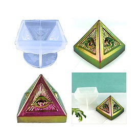 DIY Halloween Themed Display Decoration Silicone Molds, Resin Casting Molds, Pyramid with All-seeing Eye/Eye of Providence