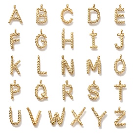 PVD Vacuum Plating 304 Stainless Steel Pendants, Real 18K Gold Plated, Letter Charm