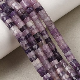 Natural Lepidolite/Purple Mica Beads Strands, Heishi Beads, Flat Round/Disc