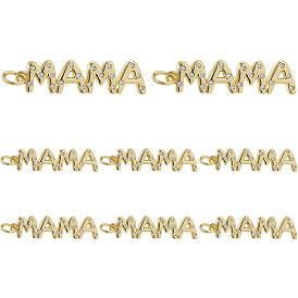 8 шт. подвески из латуни с микропаве из кубического циркония ко Дню матери, Слово мама, долговечный, с целью перехода в кольце, без свинца и без кадмия, стойки покрытие