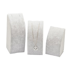 Holzrechteck Halskette Displays, mit Samt überzogen, 9~13x5.2x5.2 cm