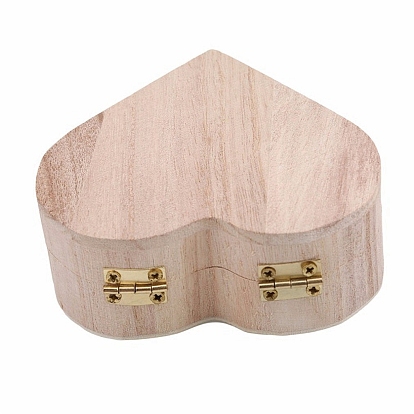 Heart Wood Jewelry Storage Boxes, Jewelry Gift Case with Hinged Lid, for Rings, Earrings, Small Items