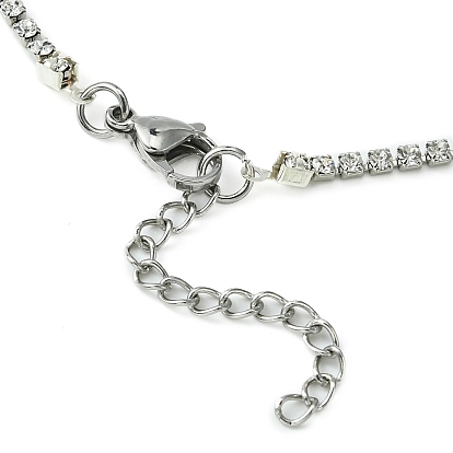 Crystal Rhinestone Tennis Necklace, Iron Link Chain Necklace