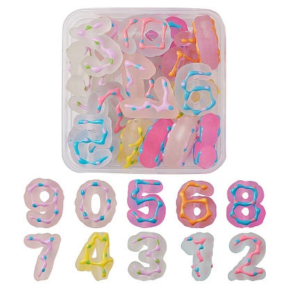 20Pcs Transparent Frosted Acrylic Beads, with Enamel, Number