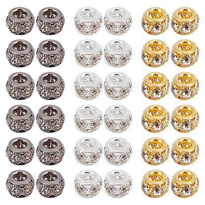 60 шт. 3 цвета латунных дистанционных бусин, с кристально горный хрусталь, рондель