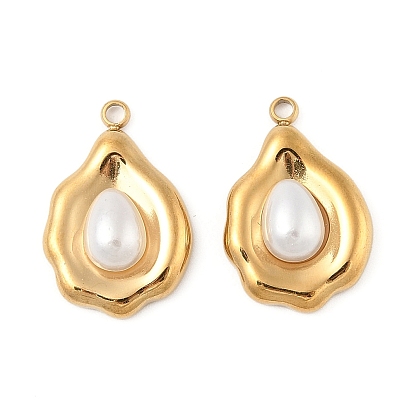 304 подвески из нержавеющей стали, с abs имитационными жемчужными бусинами , очарование слезы, реальный 18 k позолоченный, вакуумное покрытие pvd