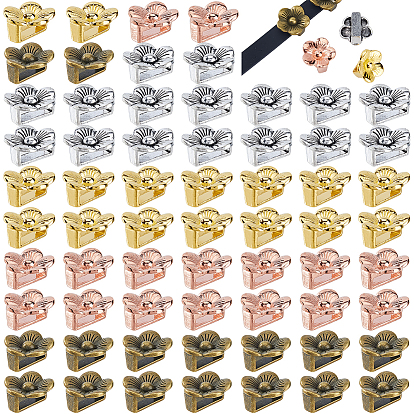 80Pcs 4 Colors Tibetan Style Zinc Alloy Slide Charms, Flower