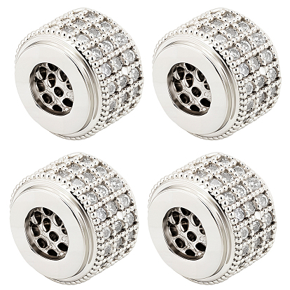 8 шт. латунные бусины из кубического циркония с микропаве, колонка