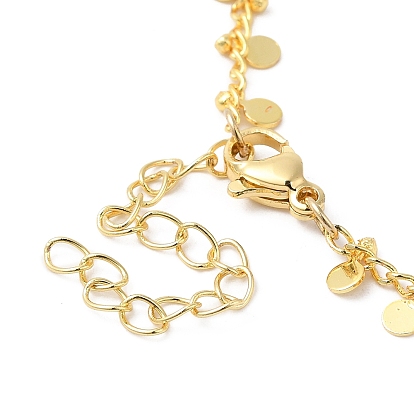 Brass Flat Round Charms Chain Bracelets for Women