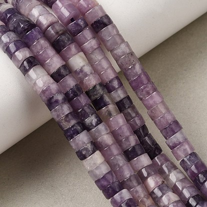 Natural Lepidolite/Purple Mica Beads Strands, Heishi Beads, Flat Round/Disc
