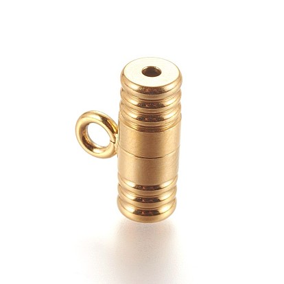 304 Stainless Steel Screw Clasps, Ion Plating (IP), with Loop, Column