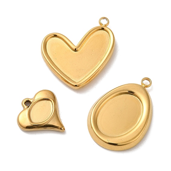 304 подвеска кабошон нержавеющая сталь под эмаль, золотые