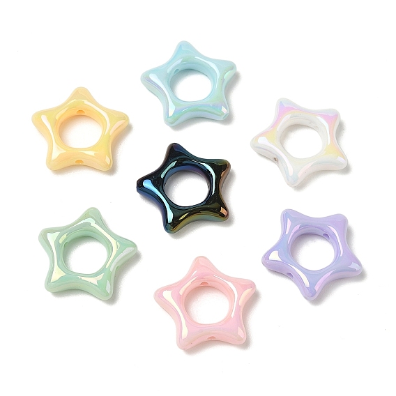 UV Plating Rainbow Iridescent Acrylic Bead Frames, Star