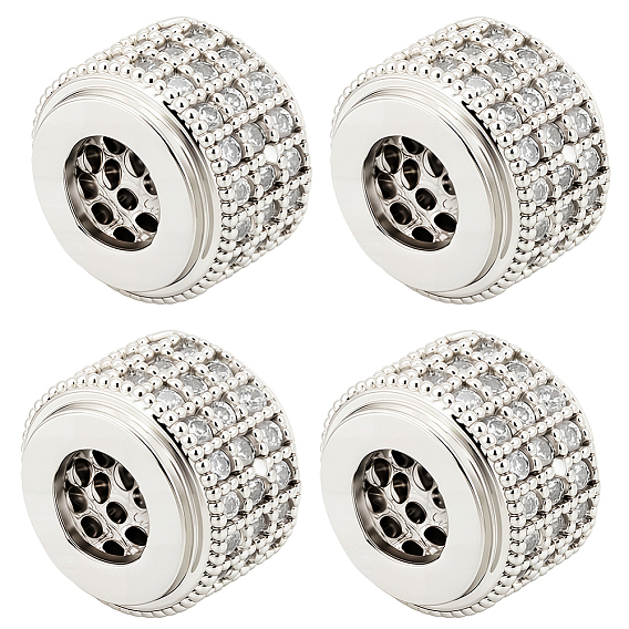 8 шт. латунные бусины из кубического циркония с микропаве, колонка