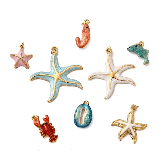 304 нержавеющей стальной эмали подвески, подвески на тему океана, ионное покрытие (ip), реальный 18 k позолоченный