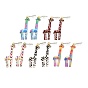 Alloy Dangle Stud Earrings, with Enamel, Eco-Friendly Stainless Steel Pins and Ear Nuts, Printed, Giraffe