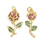 Латунные микро проложить кубического циркония подвески, цветок, долговечный, без кадмия и без свинца, стойки покрытие, с целью перехода в кольце