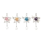 Natural Gemstone Pendants, Alloy Star Charms, Antique Silver