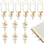 12Pcs 2 Styles Carbon Steel Paper Clips, Cross, with Plastic & Imitation Pearl Acrylic & Alloy Rhinestone Pendants