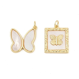 Подвески из латуни с натуральными белыми ракушками, реальный 18 k позолоченный, с прыжковых колец, без кадмия и без свинца, долговечный, стойки покрытие