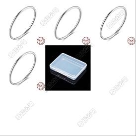 4pcs 4 styles 925 bagues fines en argent sterling, bague unie empilable pour femme, avec cachet 925, pour la fête des mères