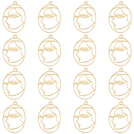 Латунные подвески, полый, овал с человеческим лицом