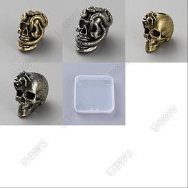 4Pcs 4 Styles Outdoor EDC Tool Brass Parachute Rope European Beads, Large Hole Beads, Skull with Spider