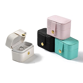 Rectangle PU LeatherJewelry Ring Storage Boxes, Travel Portable 4 Ring Cases